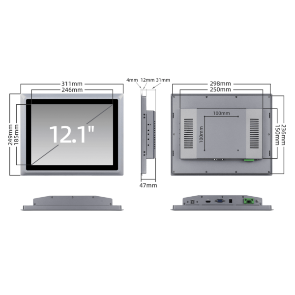 12.1 inch capacitive touch industrial monitor SCD-A121SR - Image 5