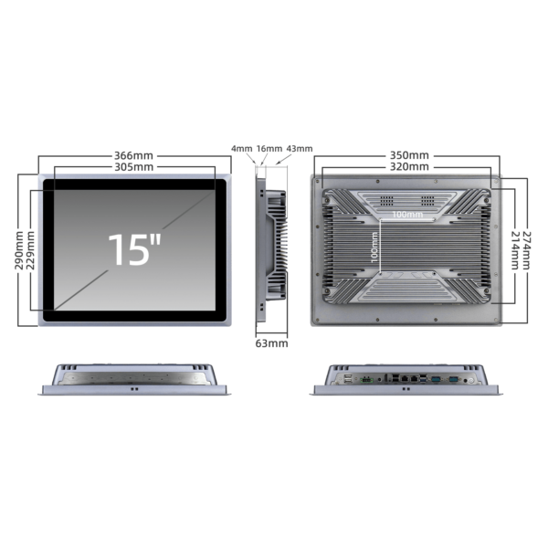 15 inch J4125 resistive industrial panel PC K150SZ - Image 8