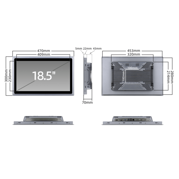 18.5 inch Aluminum fanless industrial panel PC K185WZ - Image 7